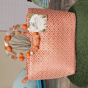Cappelli wooven purse with beaded handle purse